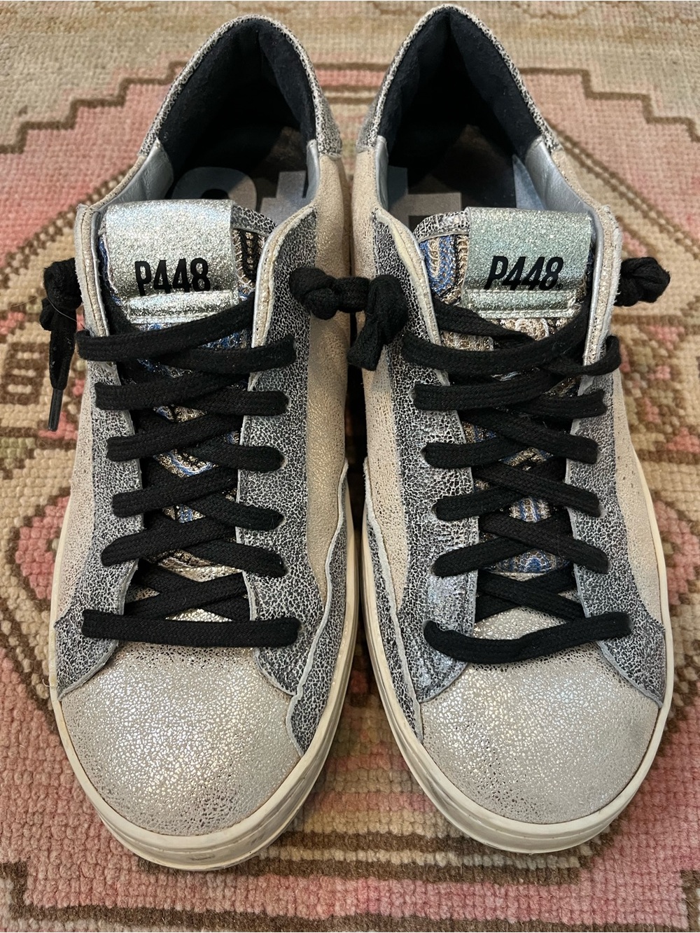 EUC P448 John Silver Glitter Sneakers w Colorful Tongue 39